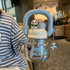 800ml Cute Panda Double Drink Water Bottle with Straw & Infuser