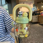 800ml Cute Panda Double Drink Water Bottle with Straw & Infuser